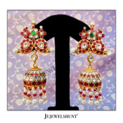 Mango Studs With Kundan Jhumkas