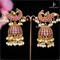 Exclusive Kundan Jadau Peacock Jhumkas Earrings
