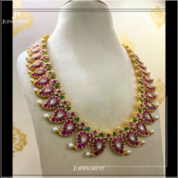 Alternative view of Kundan jadau Long mango haram without pendant with earrings
