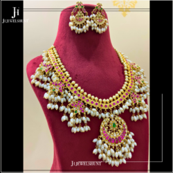 Alternative view of Kundan jadau beautiful guttupusallu with earrings