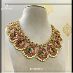 Alternative view of Kundan Peacock bridal necklace with earrings
